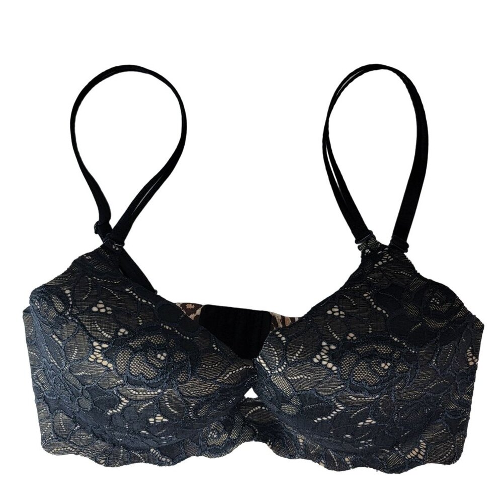 Victoria's Secret Push Up Bra Black 36D Adj Underwire Very Sexy Secret Embrace